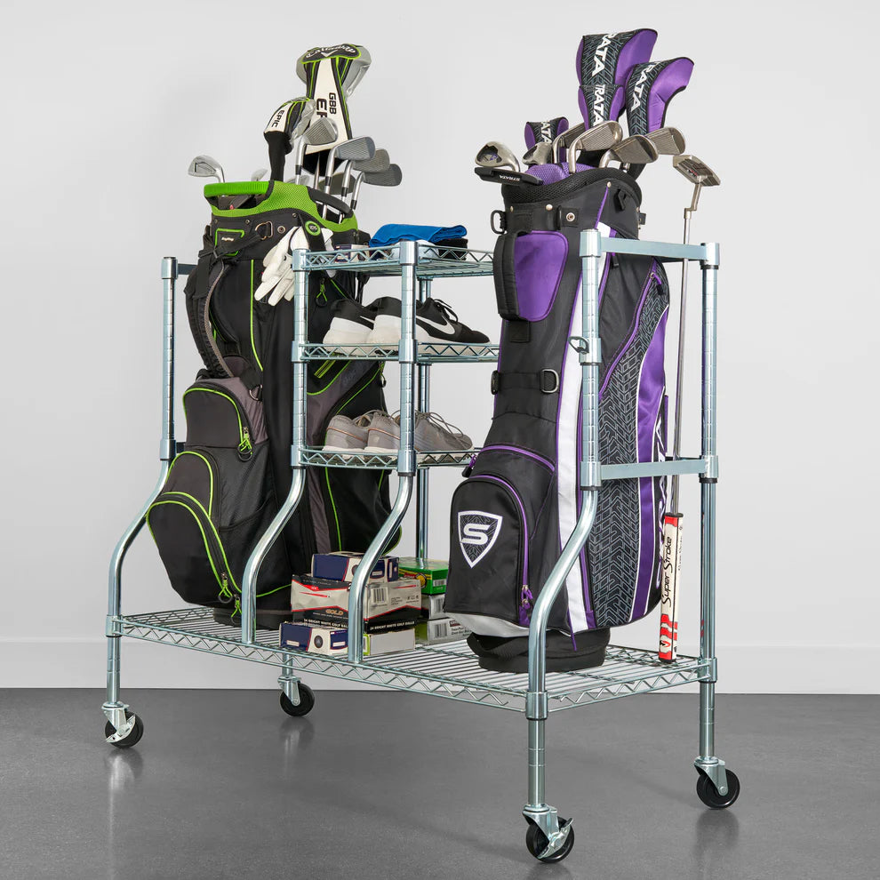 SafeRacks Standard Golf rack with equipment loaded