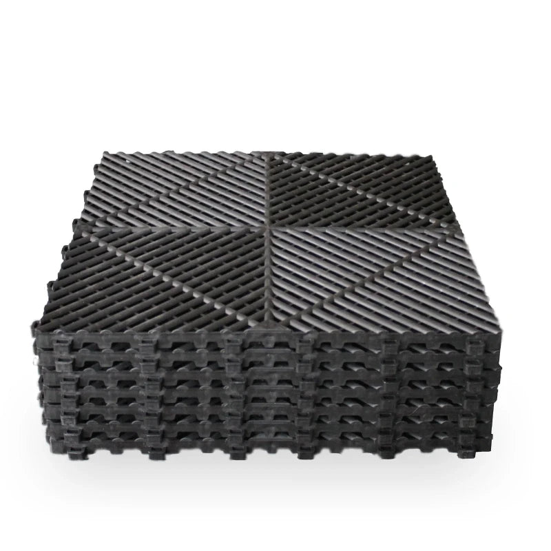 Stack of Black Garage Flooring Tiles