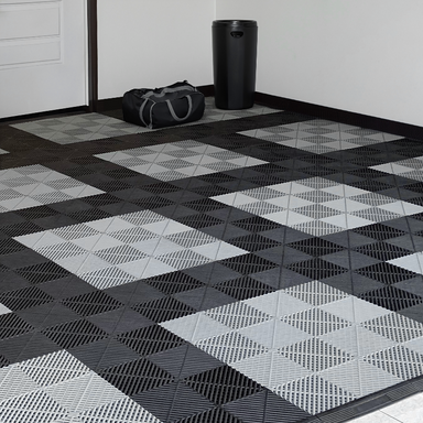 Gray and Black pattern of Garage Flooring Tiles